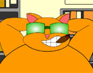 fat cat in his office animation